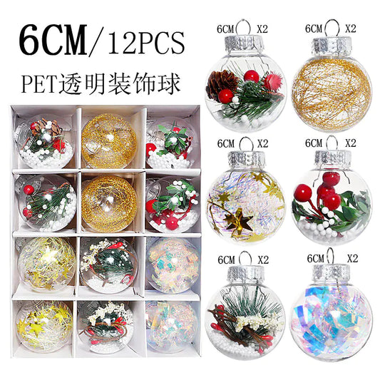 12pc Crystal Clear Christmas Ornaments