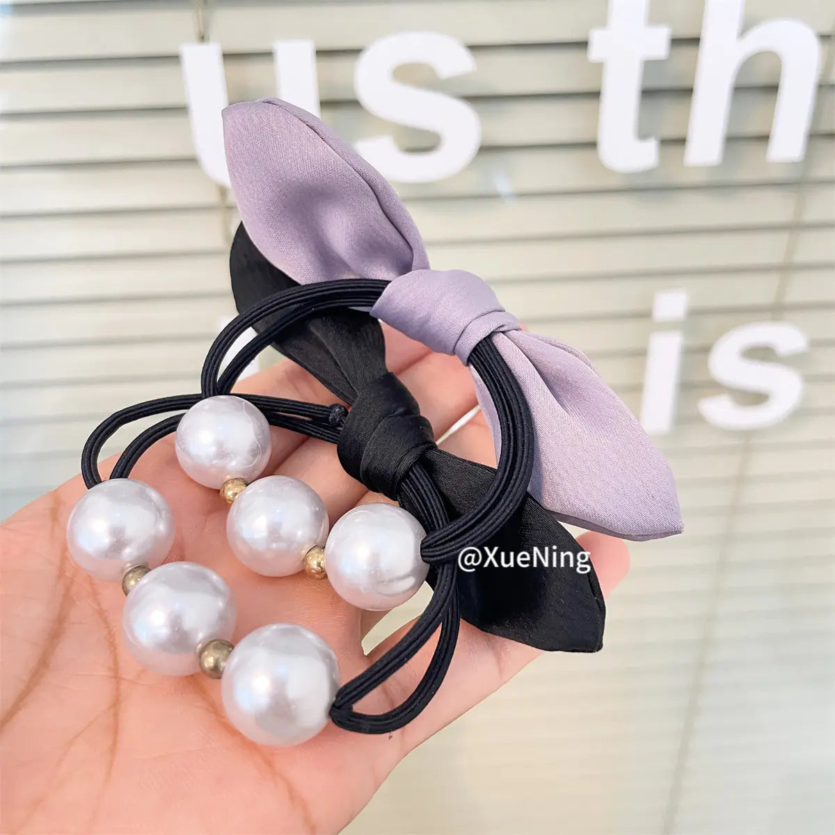 Chic French Bow Pearl Hair Ring