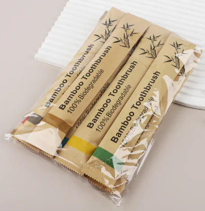 Eco-Friendly Bamboo Toothbrush 10-Pack with Soft Bristles
