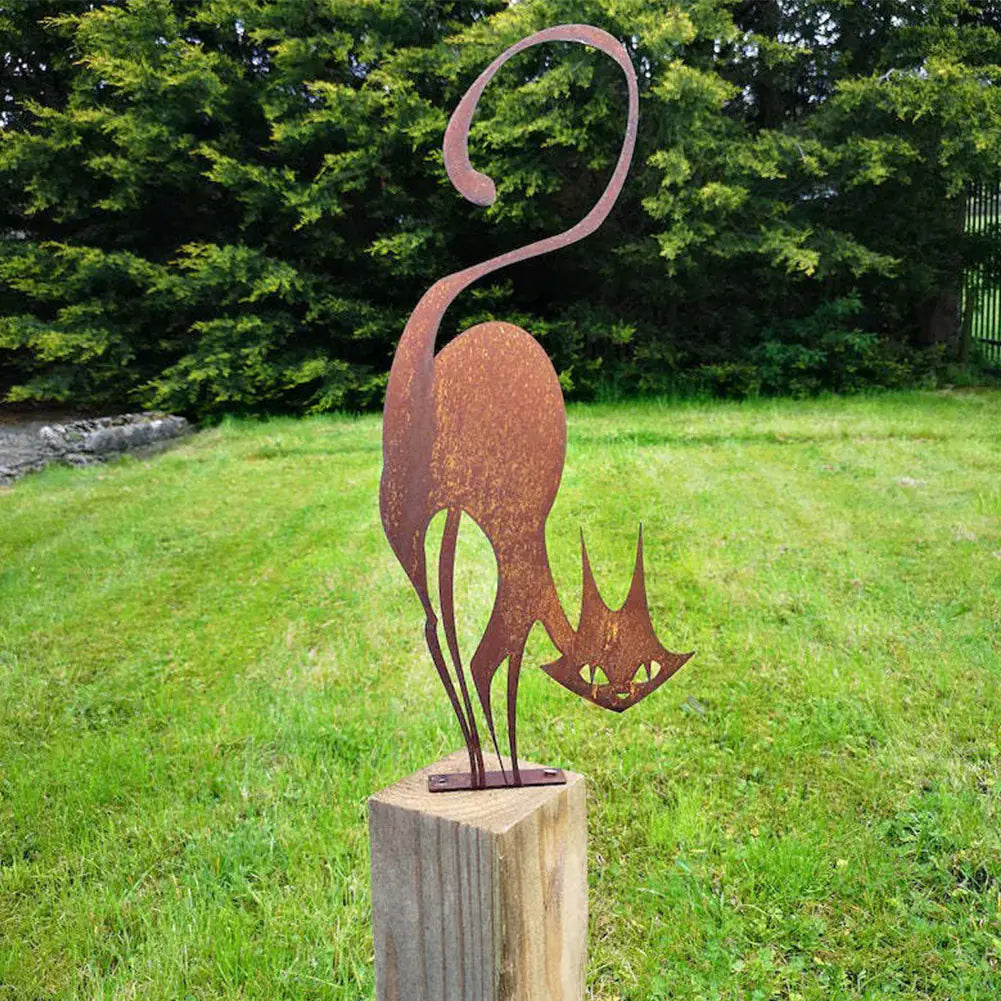 Rustic Iron Cat Fence Topper
