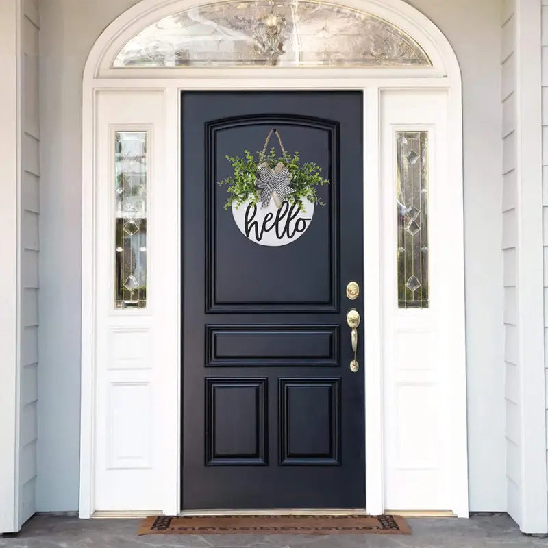 Circular Wooden Greeting Plaque for Door