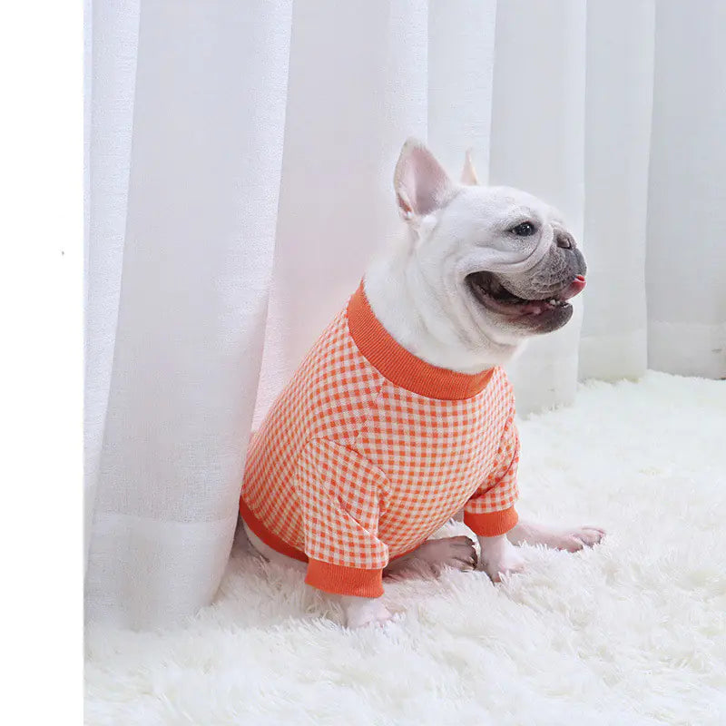 Fadou Plus Velvet Plaid Dog Sweater for Fall/Winter