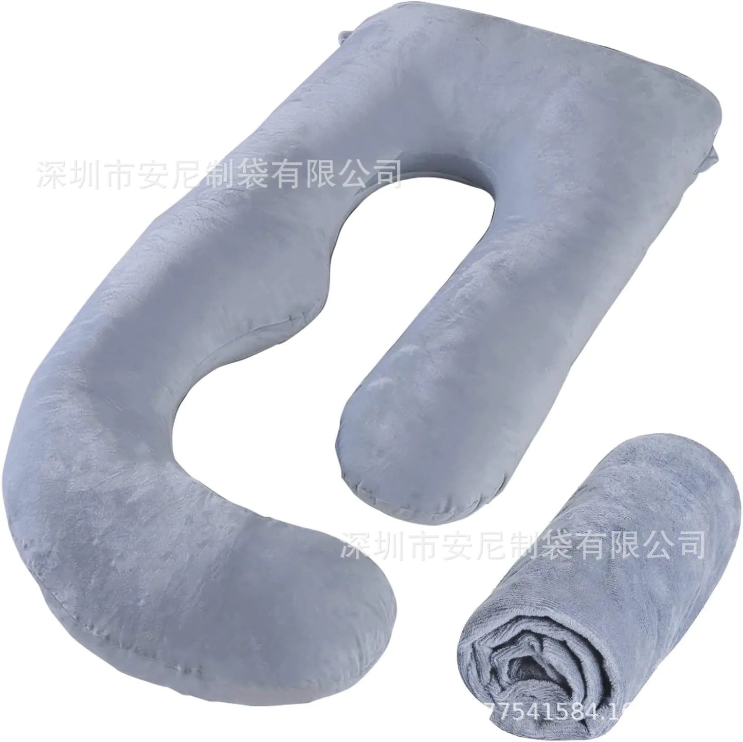Velvet J-Shape Maternity Pillow