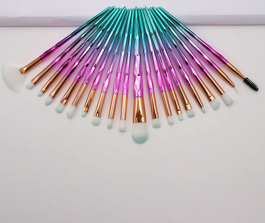 20-Piece Precision Eye Brush Kit with Gemstone Handles