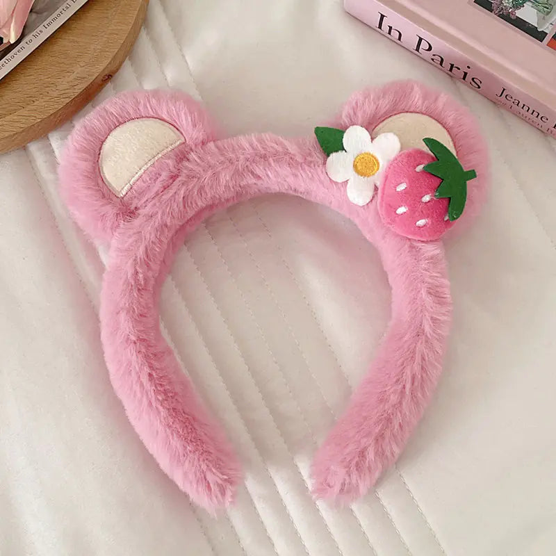 Chic Strawberry Bear Plush Headband