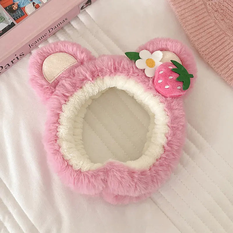 Chic Strawberry Bear Plush Headband
