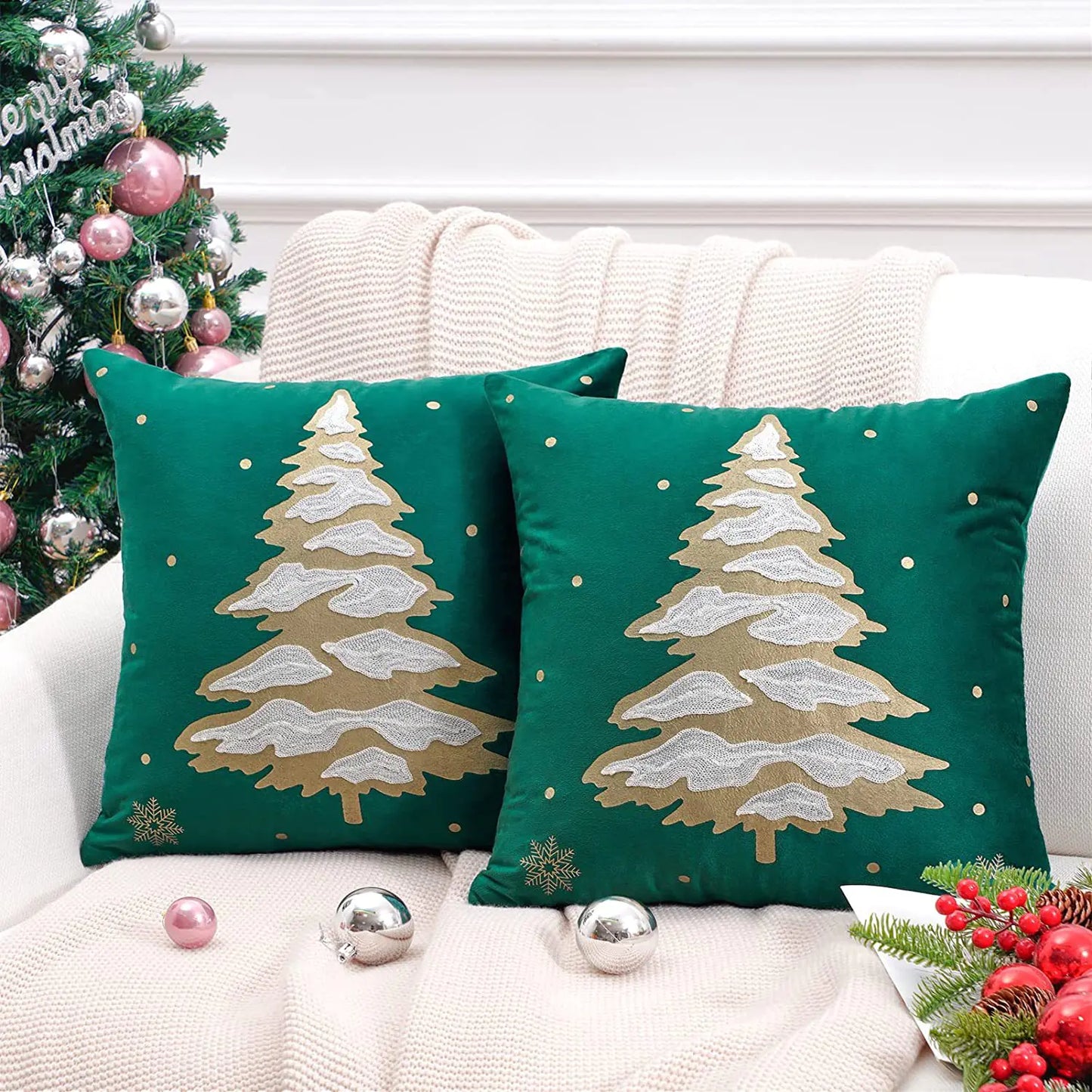 Festive Reindeer Christmas Pillow Cover 45x45 cm