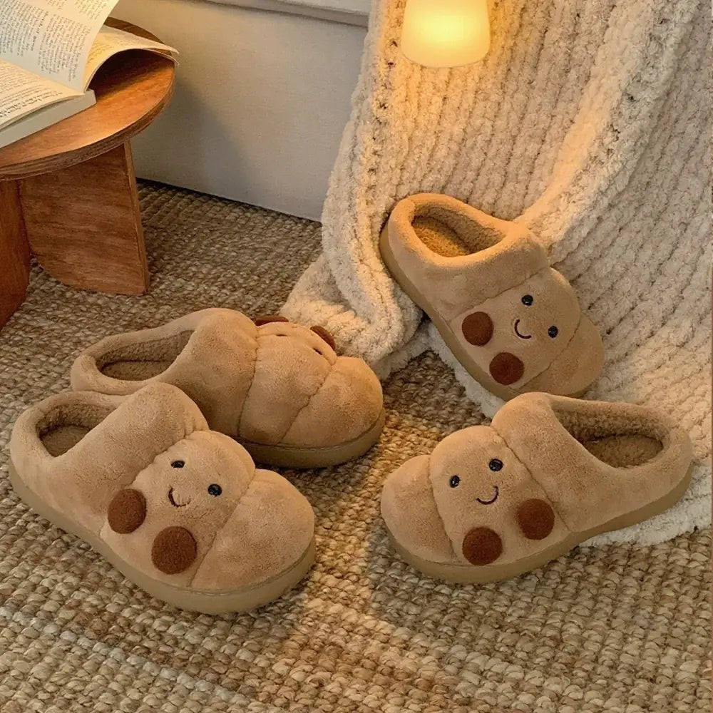 Plush Bread-Like Cotton Slippers