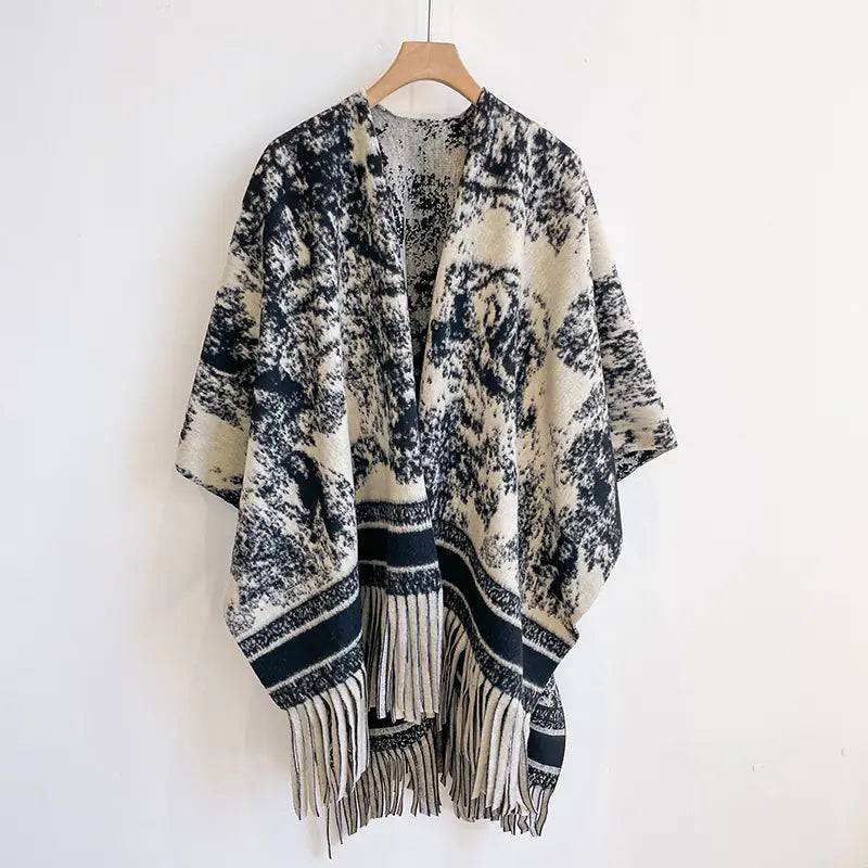 UK Plaid Chic Shawl Cape for Women