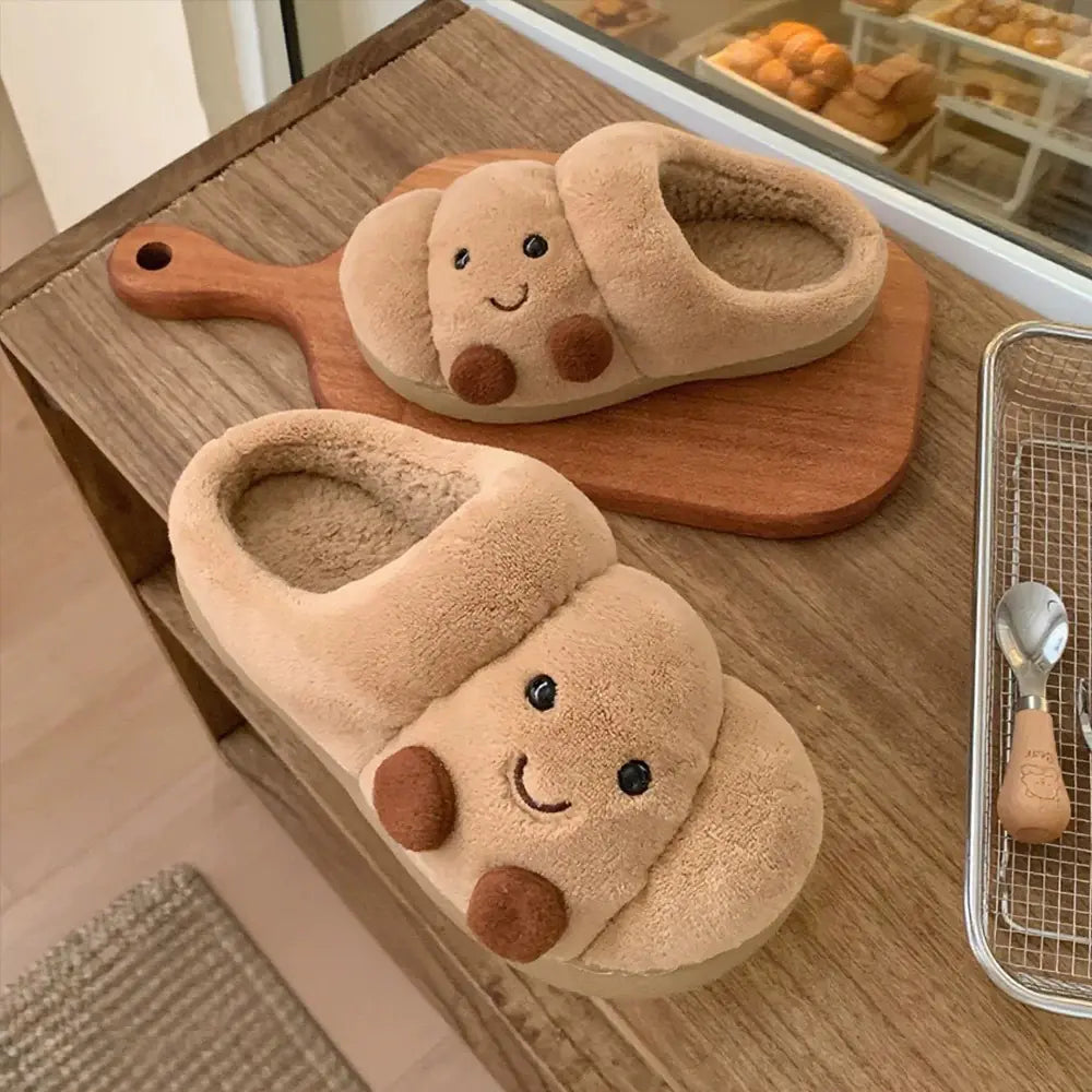 Plush Bread-Like Cotton Slippers