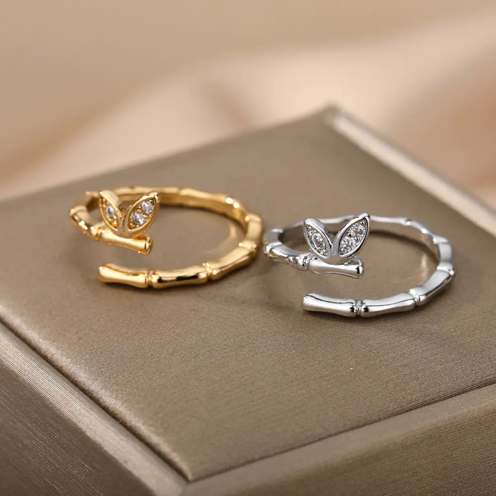 Bamboo Micro Set Zirconium Ring