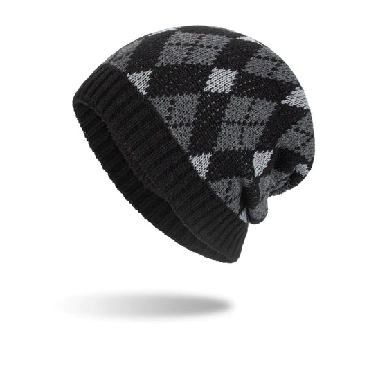 Tricolor Chic Diamond Knit Hat