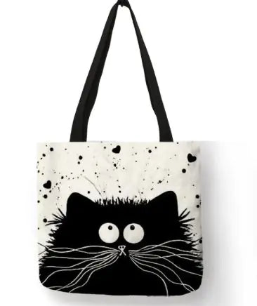 Chic Cat Print Tote Bag