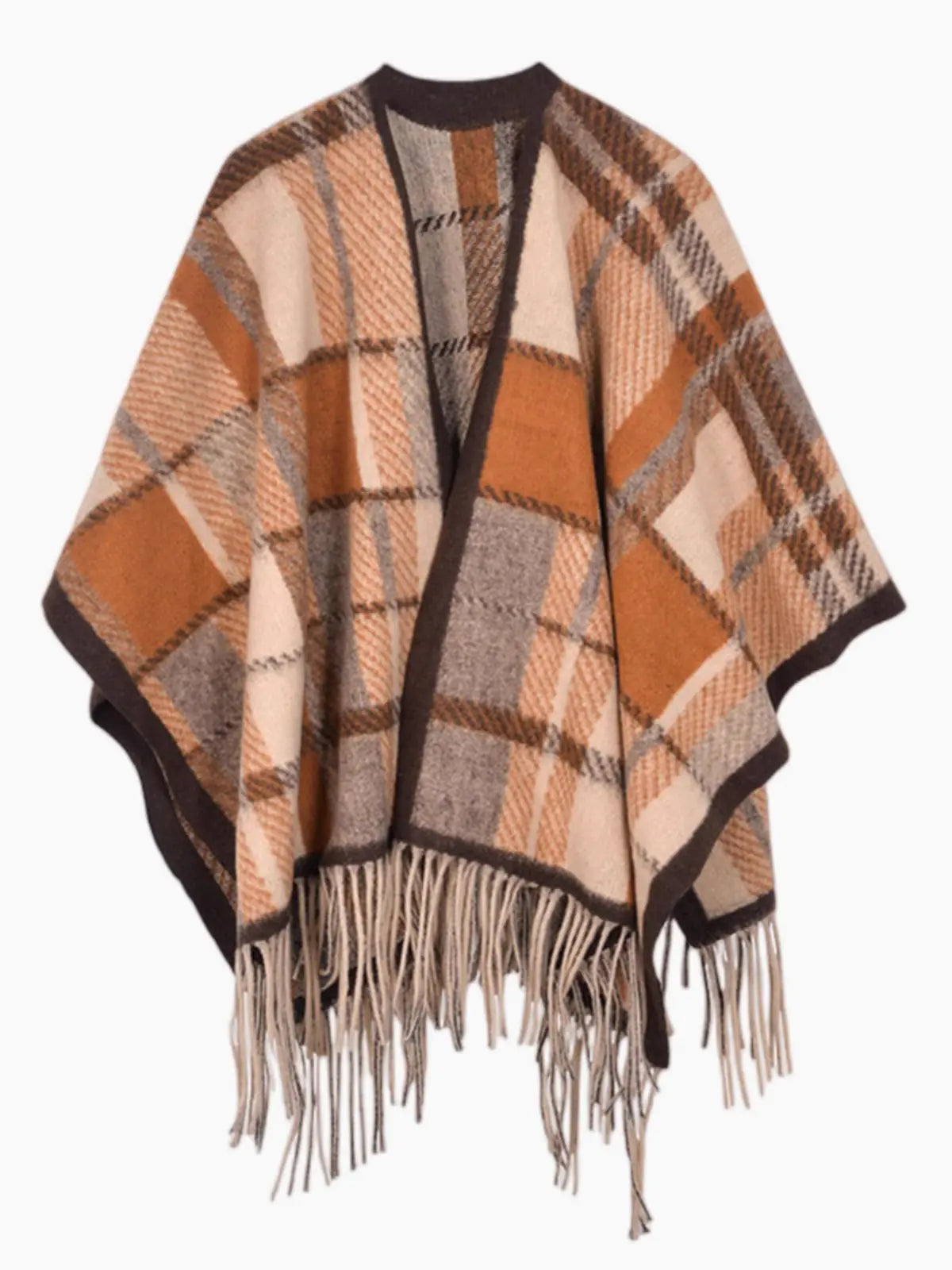 UK Plaid Chic Shawl Cape for Women