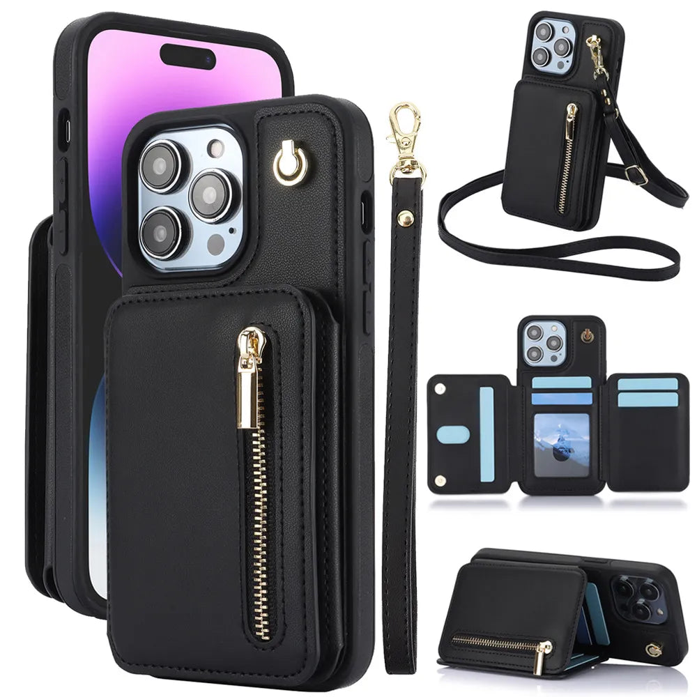 Crossbody Zip Wallet iPhone Case