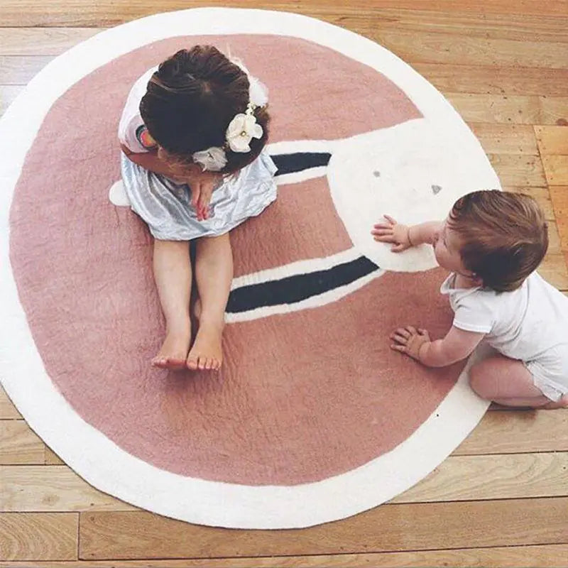 Plush Cartoon Style Round Rug