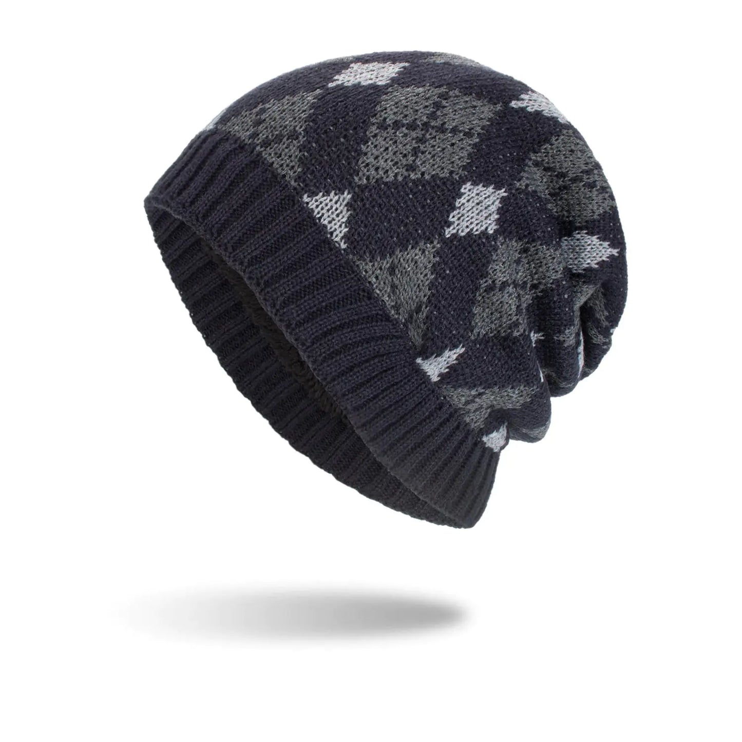 Tricolor Chic Diamond Knit Hat