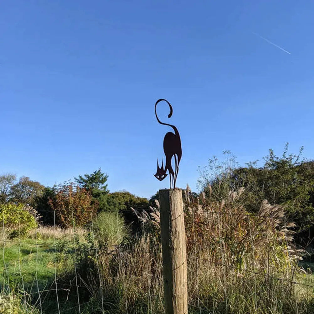 Rustic Iron Cat Fence Topper