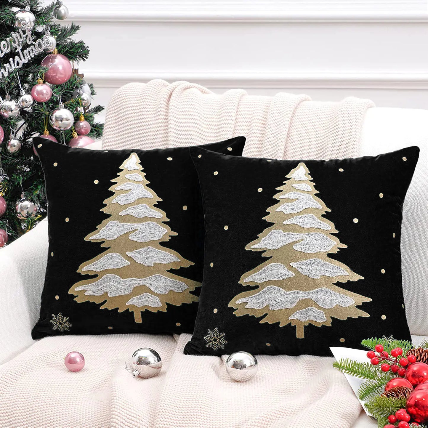 Festive Reindeer Christmas Pillow Cover 45x45 cm