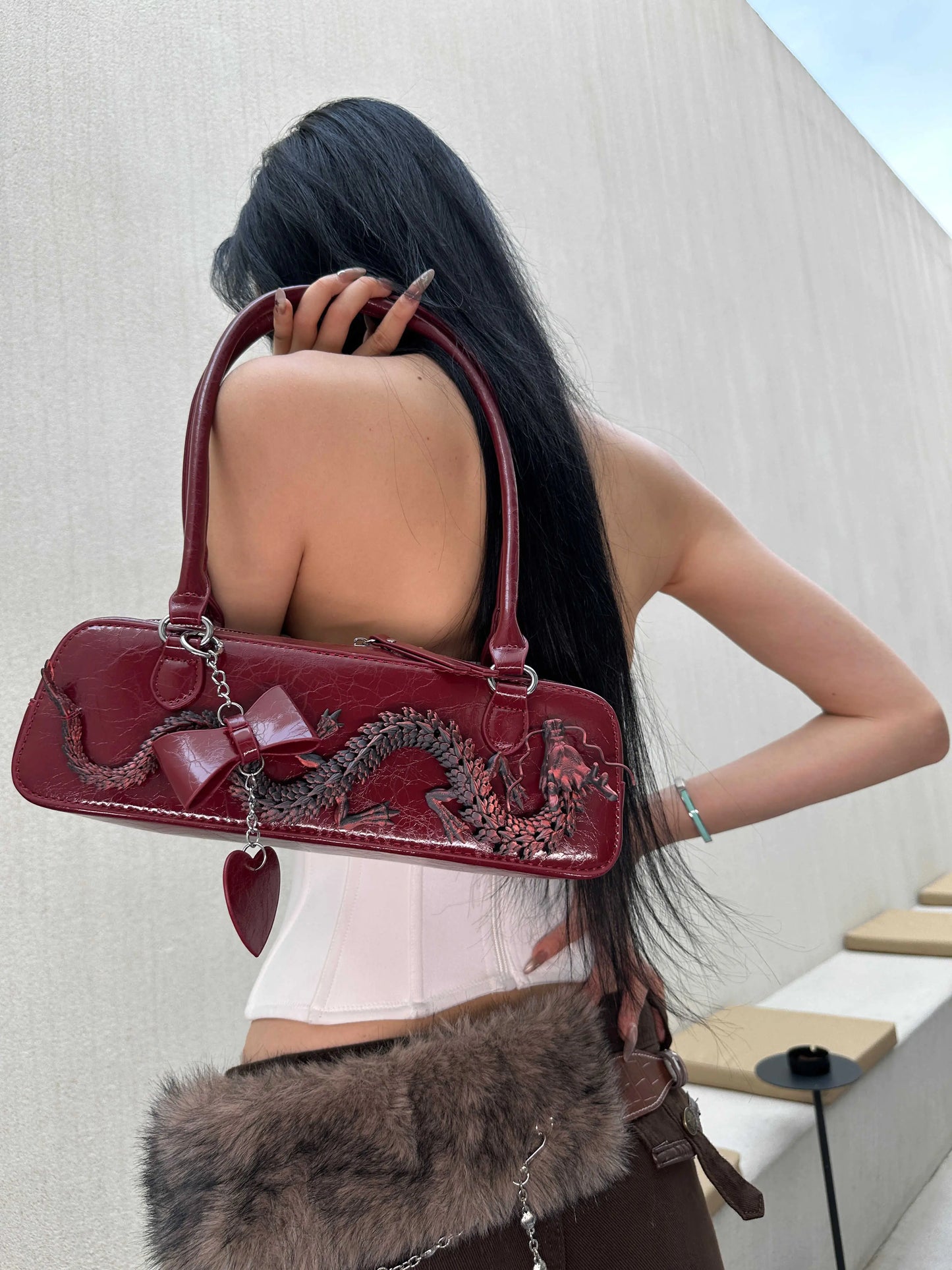 Crimson Dragon Chic Bowling Bag