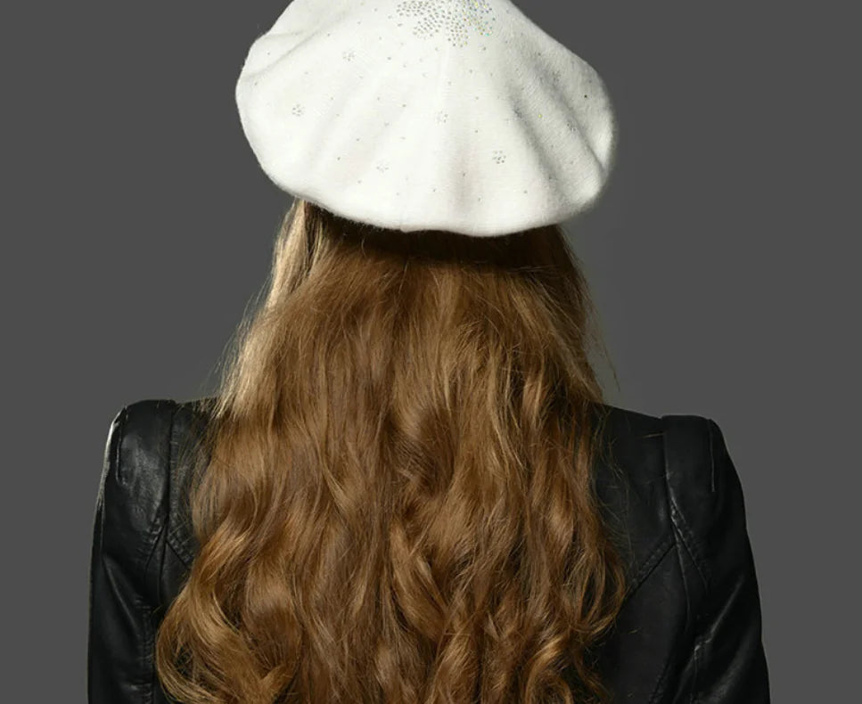 Chic Wool Rhinestone Beret