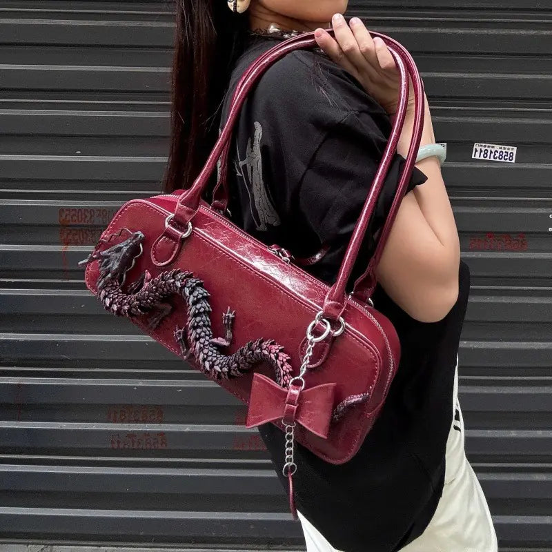 Crimson Dragon Chic Bowling Bag