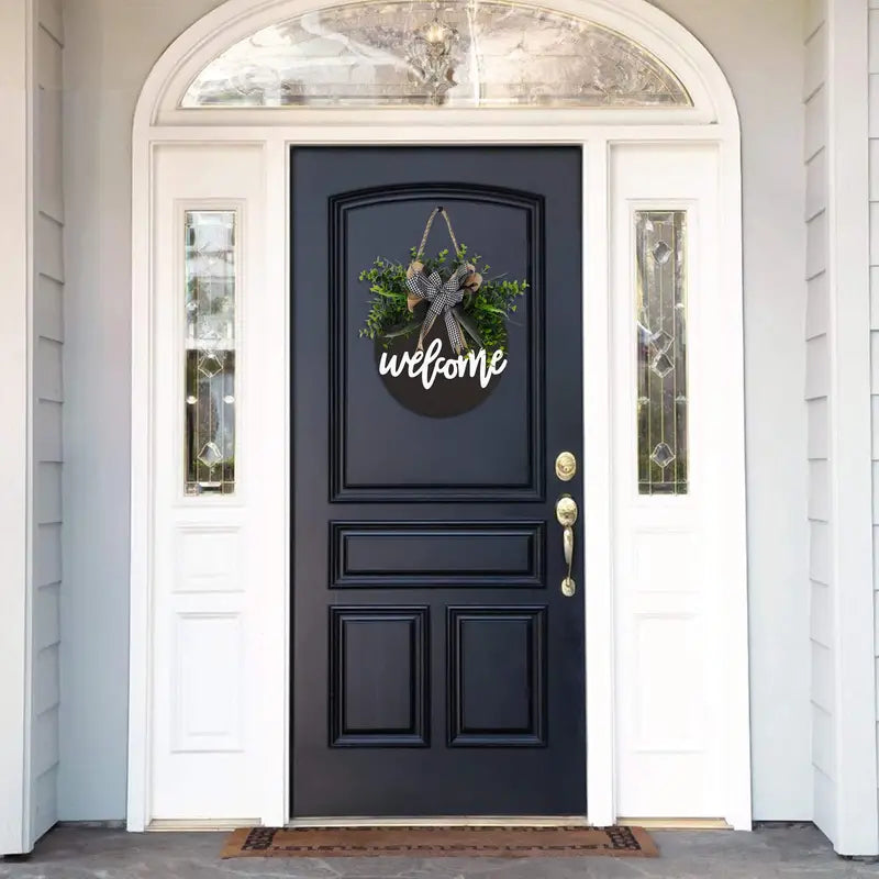 Circular Wooden Greeting Plaque for Door