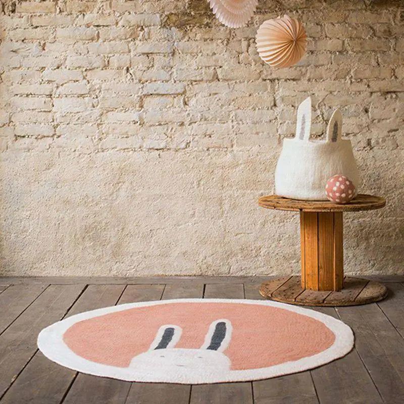 Plush Cartoon Style Round Rug