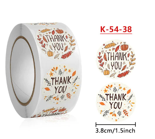 500pcs Floral Gratitude Stickers for Celebrations