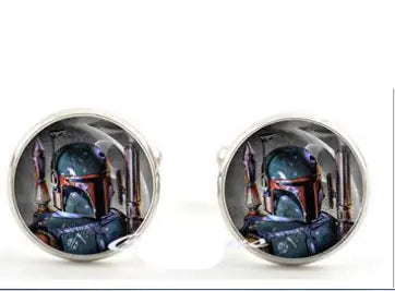 Men's Elegant Black Suit Cufflinks with Gemstones