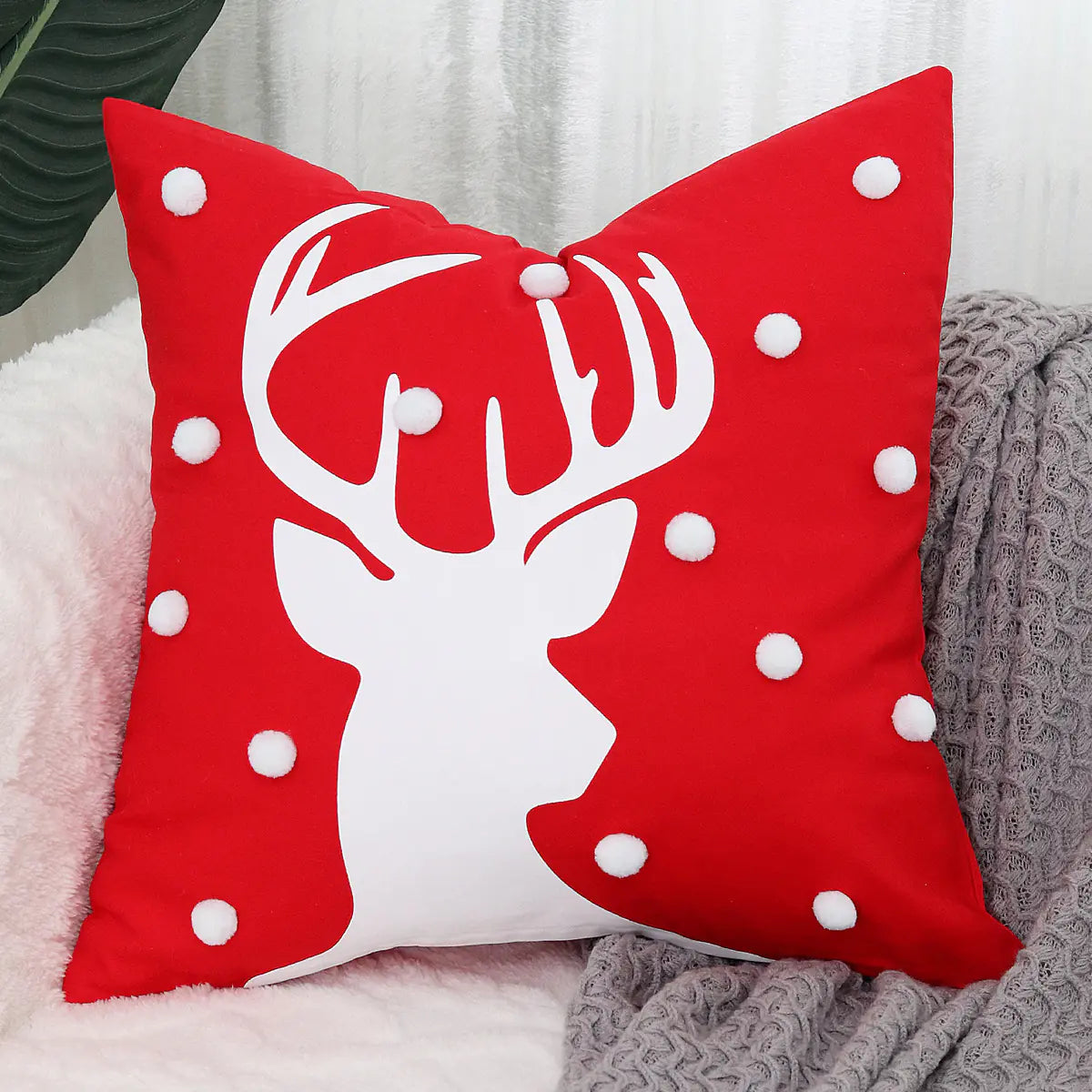 Festive Reindeer Christmas Pillow Cover 45x45 cm